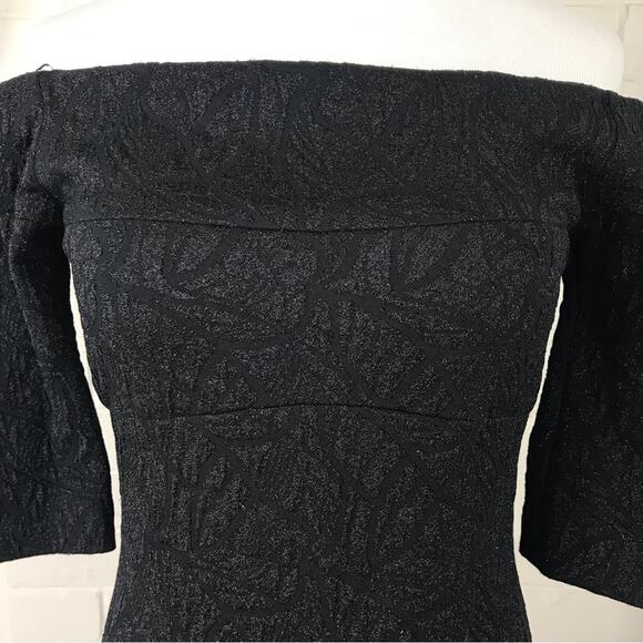 NWT Nicole Miller Collection Off The Shoulder Black Shimmer Dress SAMPLE - Picture 12 of 12